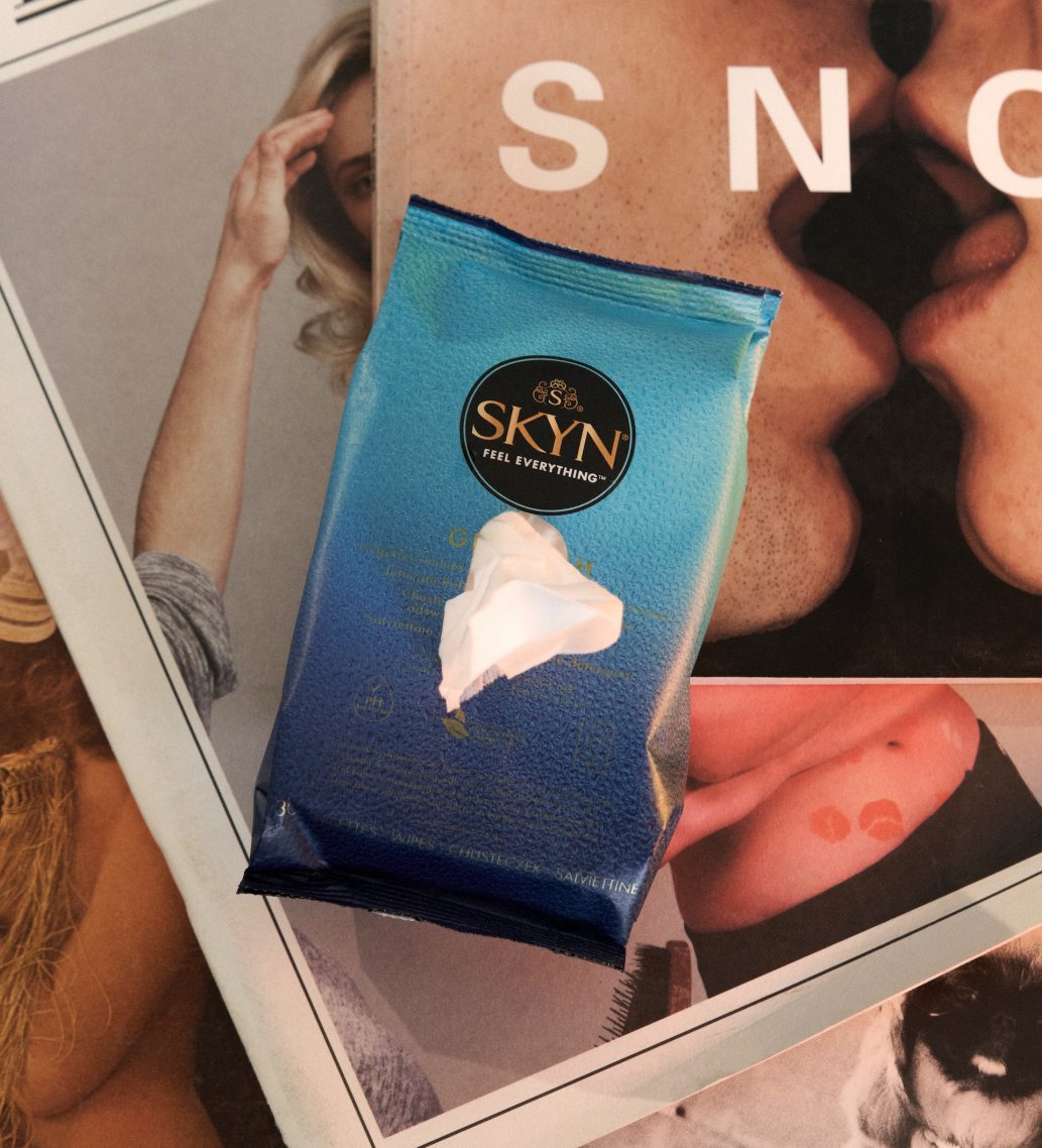 SKYN Get Fresh wipes on top of magazines SKYN Get Fresh wipes on top of magazines